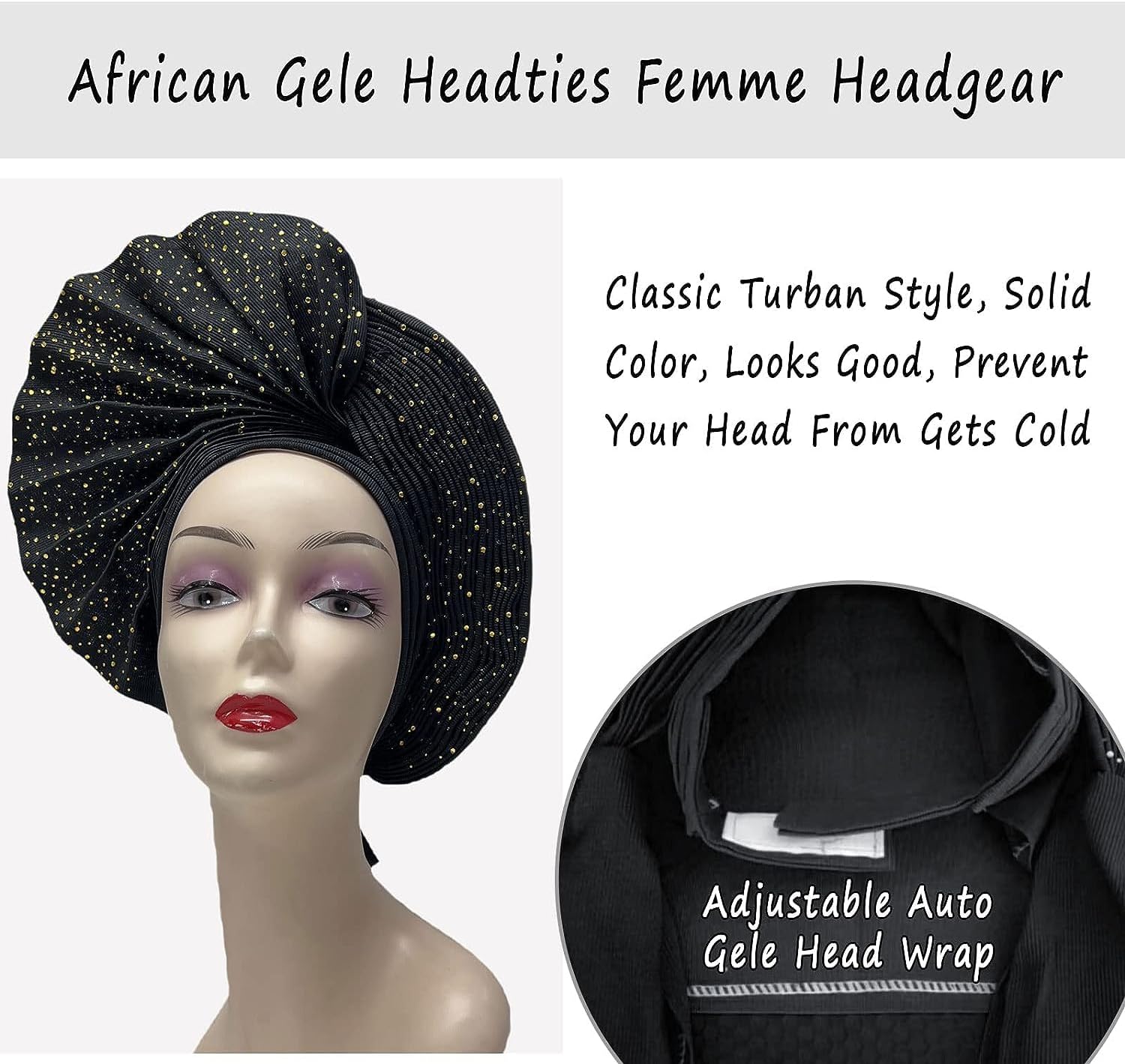 Already Made Nigerian Auto Gele with Stones Women Turban Hat Head Wrap African Headties Fashion Headbands for Party