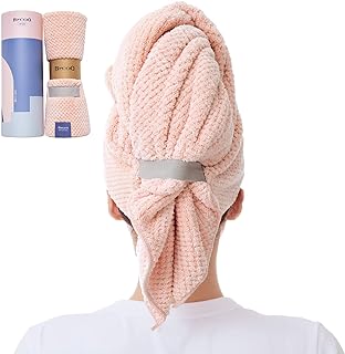 BYCOO Microfiber Hair Towel Wrap for Women, Anti Frizz Large Ultra-Soft Hands-Free Hair Dry Towels, Fast Drying | Super Ab...