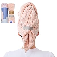 Vista 12 de Toalla Grande de Microfibra para Envolver el Cabello para Mujeres, Toalla de Secado de Cabello Anti-Encrespamiento con Correa Elástica, Secado