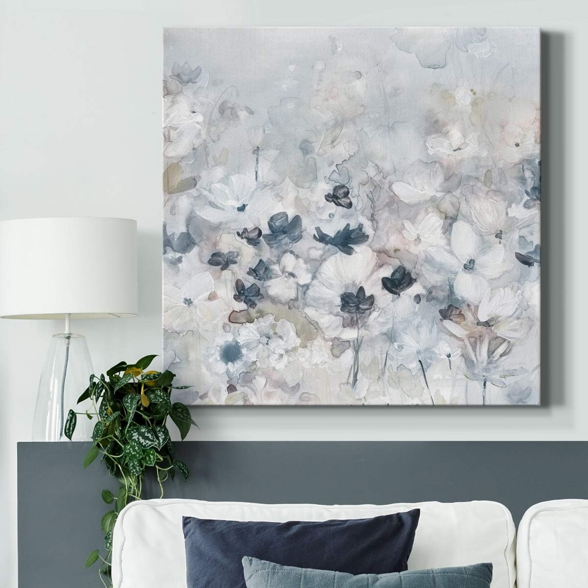 Square Canvas Wall Art Gallery Print Abstract Flower Picture Painting Modern Home Decoration for Living Room Kitchen Bedroom Bathroom Office, Ready to Hang