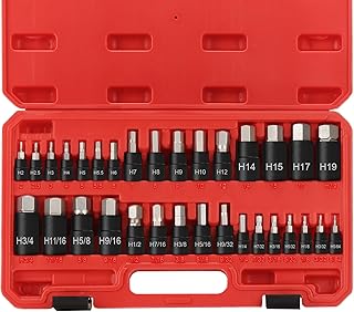 RIMKOLO Hex Impact Bit Socket Set, 32-Piece Allen Socket Set SAE and Metric 1/4