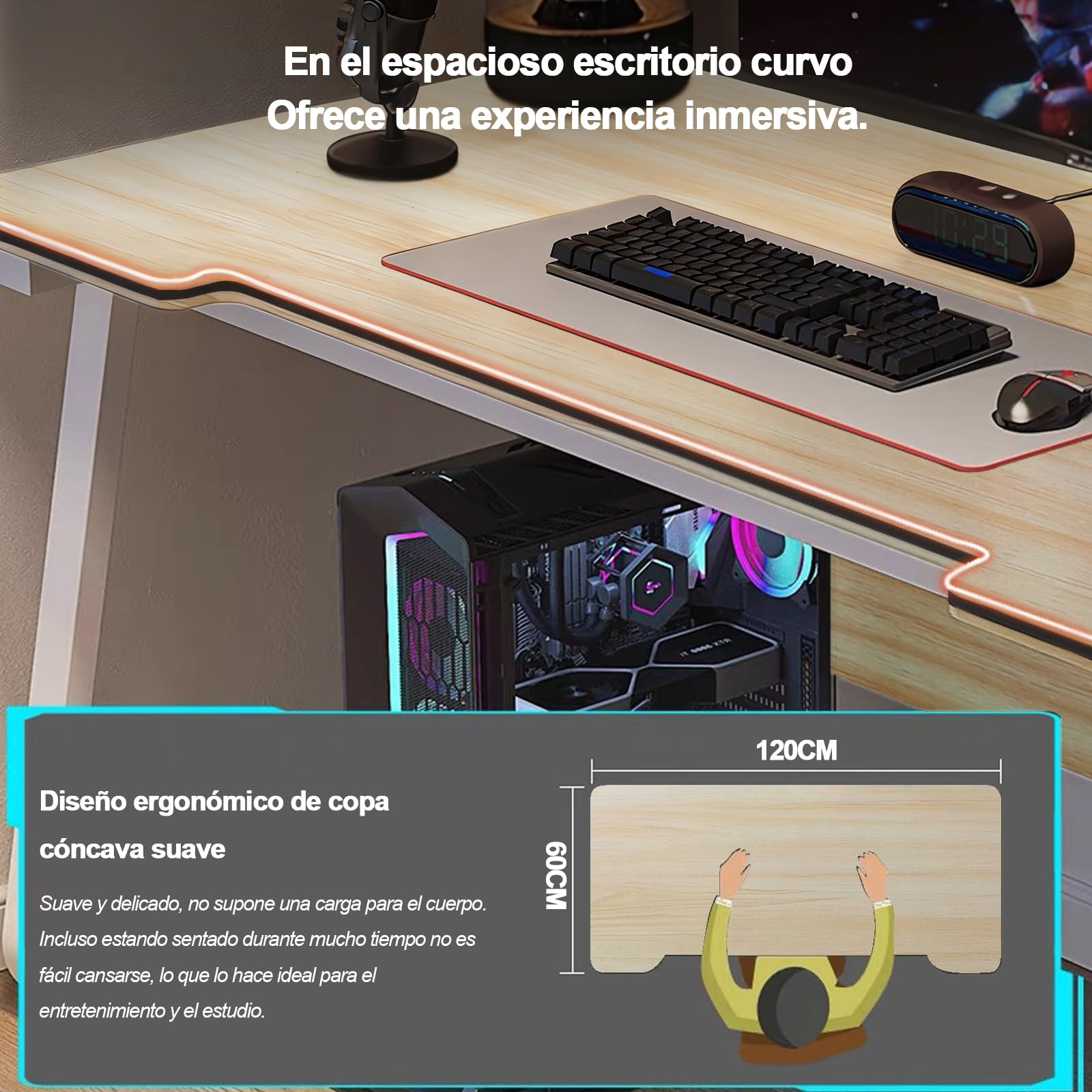 Escritorio Gaming Mesa Computador Estudio Estudiantes Arte Estilo Moderno Sencillo Mesas PC Madera para Hogar, Oficina
