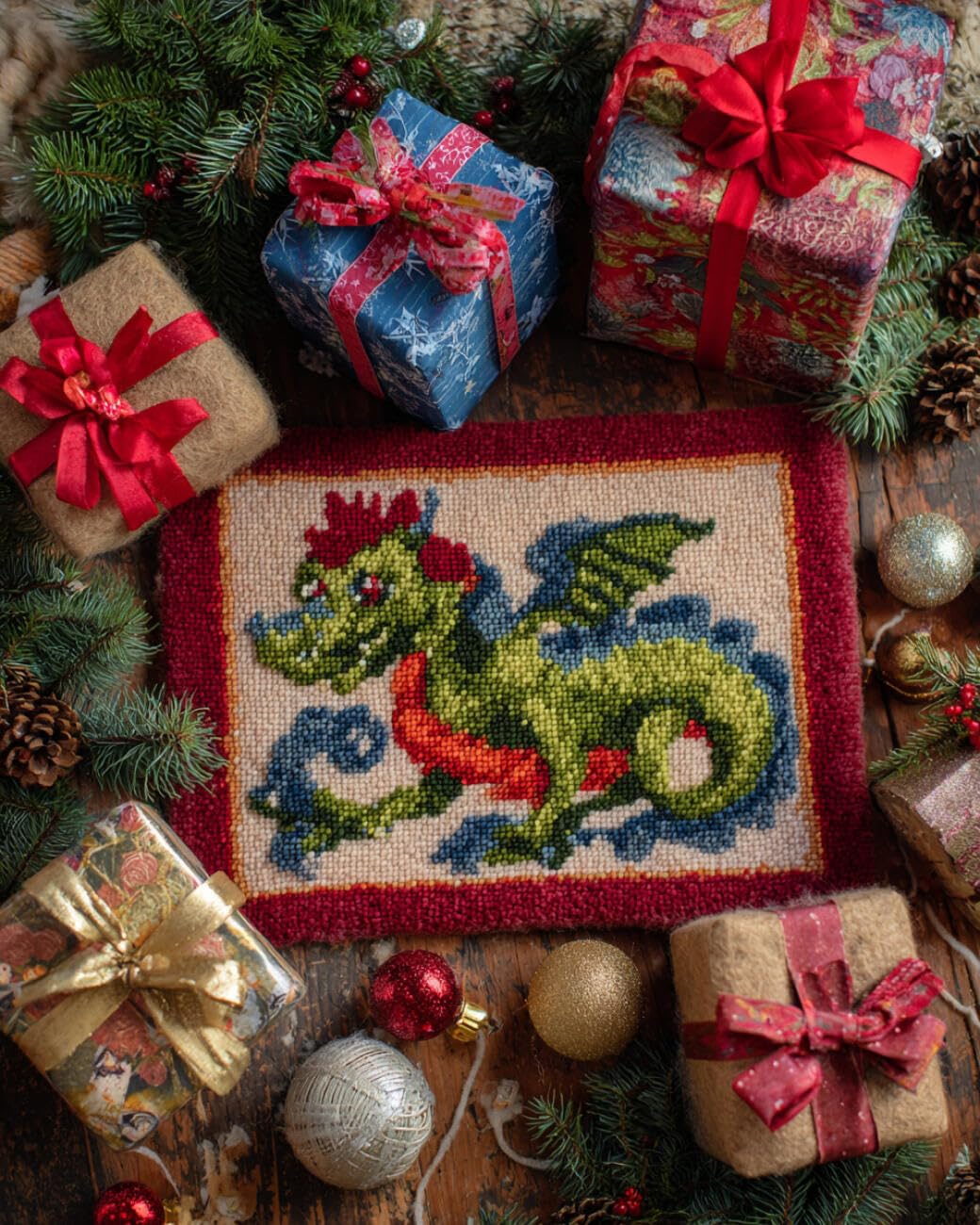 AMBATTERY Large Rug Making Kit Cartoon Dragon 90x120cm