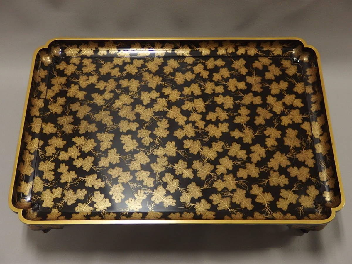 骨董・茶道具】☆古い 蒔絵松文大脚付盆 大名膳 eh008tgl 根引松 大名