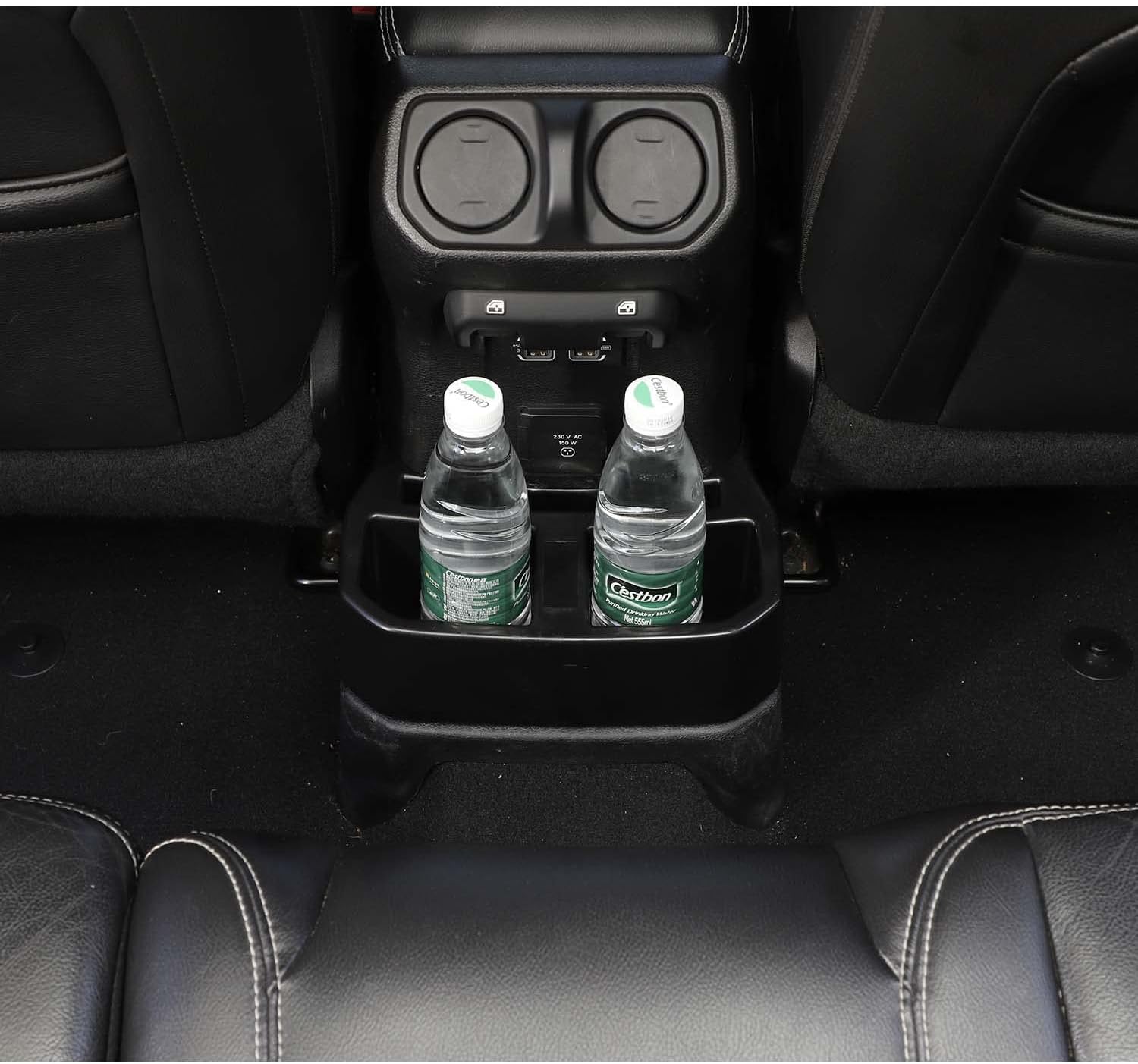 Rear Cup Holder Rear Seat Storage Box Tray Organizer Floor Console Mounted Drink Holder Interior Accessories for Jeep Wrangler JL JLU & Gladiator JT 2018-2023