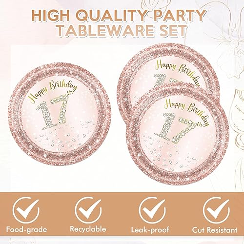 Miniatura 33 de Juego de 40 platos y servilletas de 40 cumpleaños para mujeres, juego de vajilla desechable para fiesta de 40 años de edad para decoración de 40º