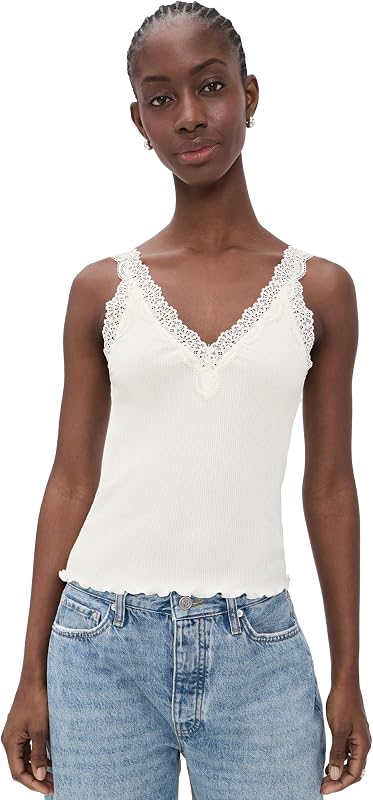 Women's Lace-Trim Ribbed Tank Top