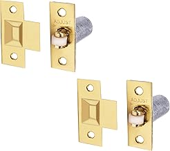 Pack of 2 Adjustable Roller Catch Spring Loaded Latch Lock for Internal Doors | Brass Plated