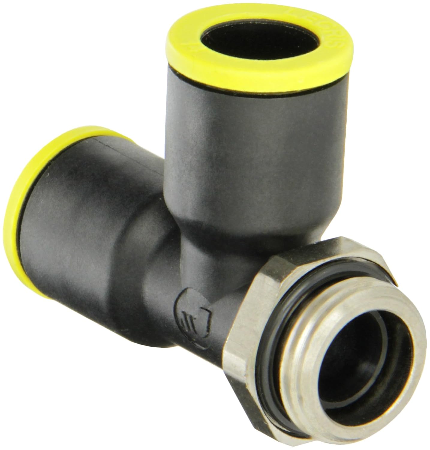 Legris 3193 04 10 Nylon & Nickel-Plated Brass Push-to-Connect Fitting, Run Tee, 5/32" or 4 mm Tube OD x 1/8" BSPP Male