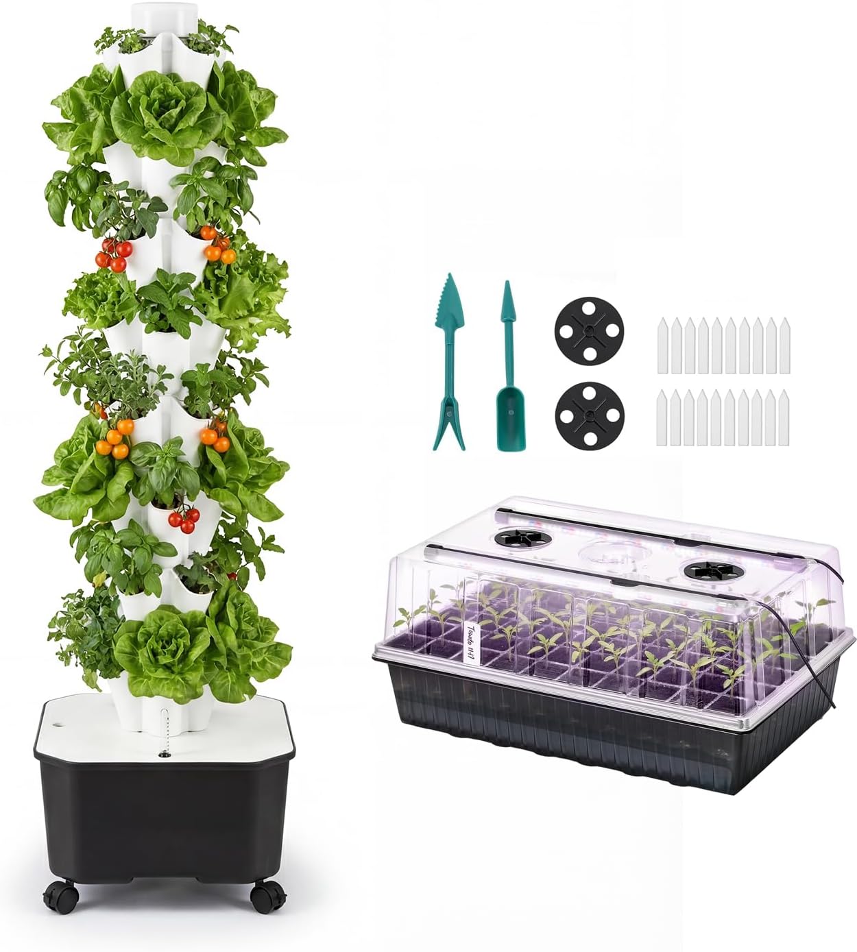 BAOSHISHAN 60 Cells Seed Starter Tray and 40 Pods Hydroponic Tower