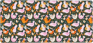 Hens, Roosters and Chicks for Large Extended Mouse Pad 16x35.5, Non-Slip Mouse Pad, Office Desk Keyboard Pad, Water Resistant, Stitched Edges