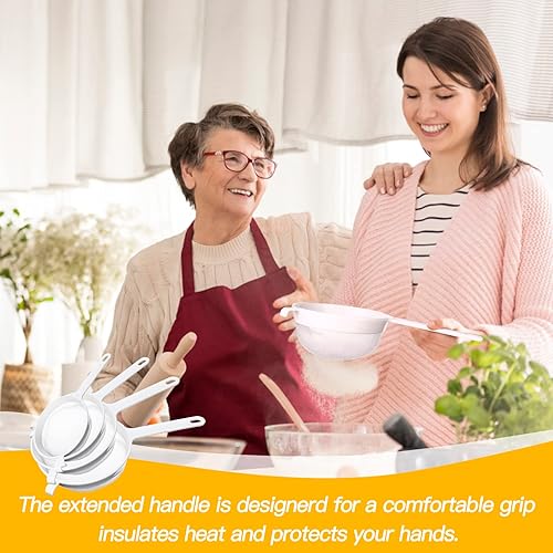 Miniatura 6 de 4 coladores de malla de nailon de plástico para cocina con asa, colador de malla de nailon de doble oreja, filtro de yogur, filtro de jugos para