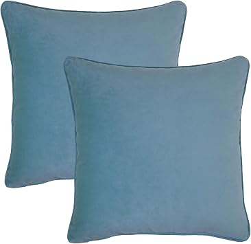 Sherry Kline Elite Velvet Corded-Edge Pillow Covers, Decorative Throw Pillow Covers for Your Living Room and Bed Set of 2, Atlantic Blue, 20x20