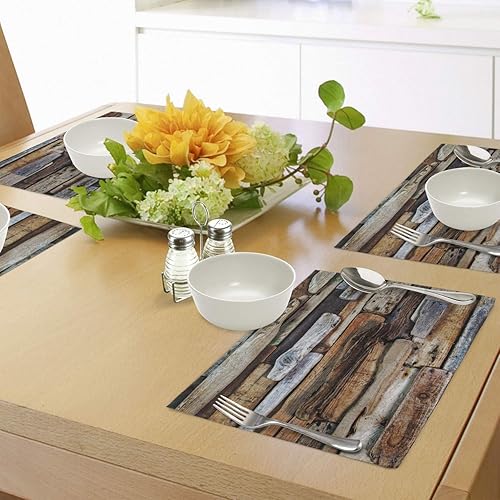 Miniatura 4 de Ambesonne Juego de 4 manteles individuales de madera flotante con temática de madera flotante y tablones anudados en el diseño de estilo vintage,
