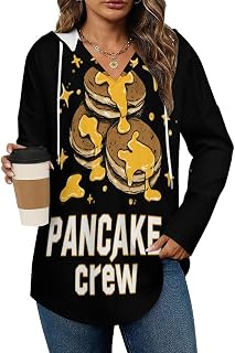 Pancake Crew Breakfast Food Women's Hooded Tunic Tops Long Sleeve Pullover Hoodie Sweatshirts Casual Blouse