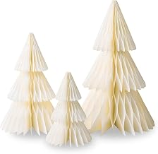 Foldable Honeycomb Christmas Tree - Christmas Decoration for Home, Table Centers, Office, Outdoor - Set of 3 Christmas Trees to Decorate: Height 15.7/11.8/20 cm - Easy to Assemble and Sturdy