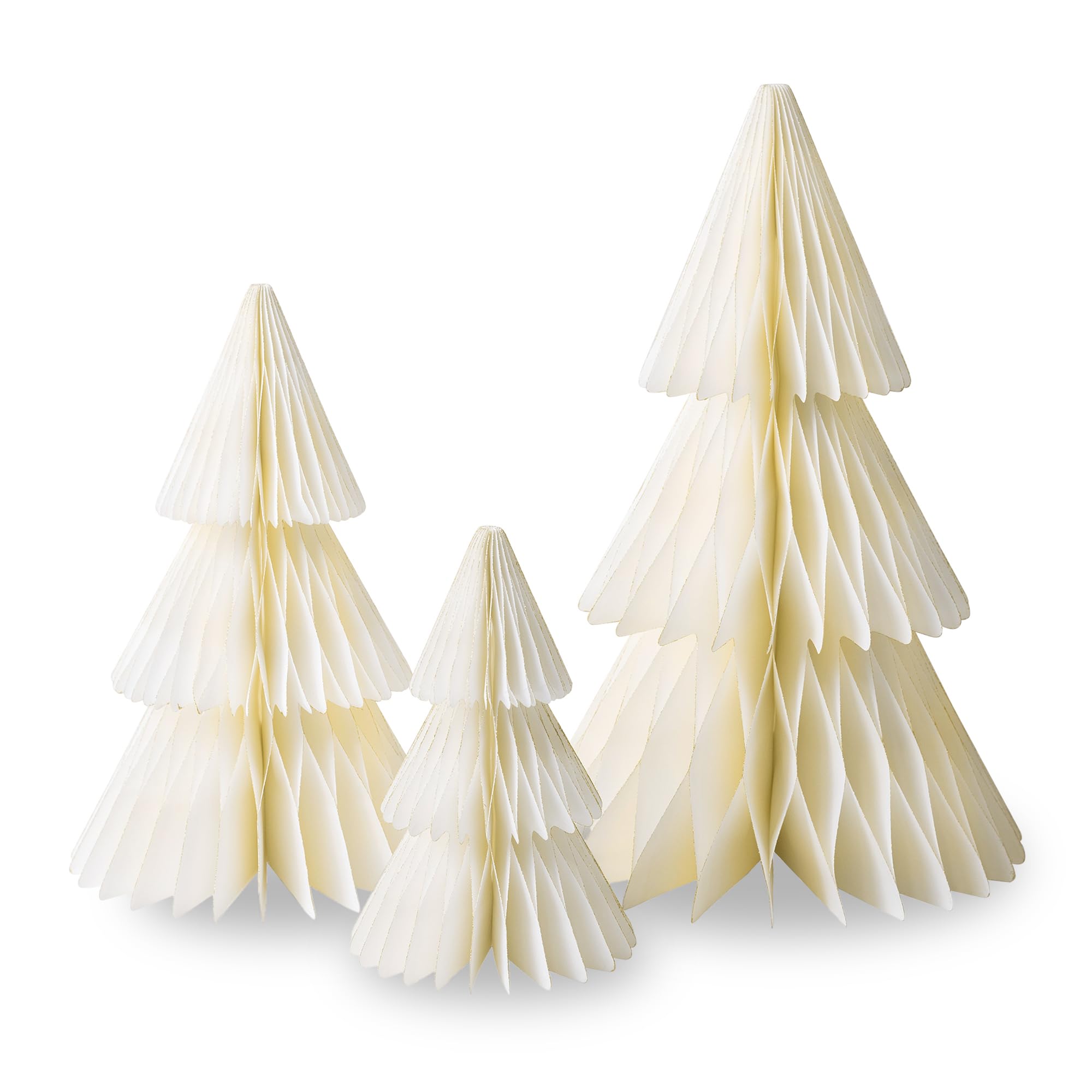 Sapin de Noel design minimaliste HAPPY DAYS lot de 3 arbres pliables en papier