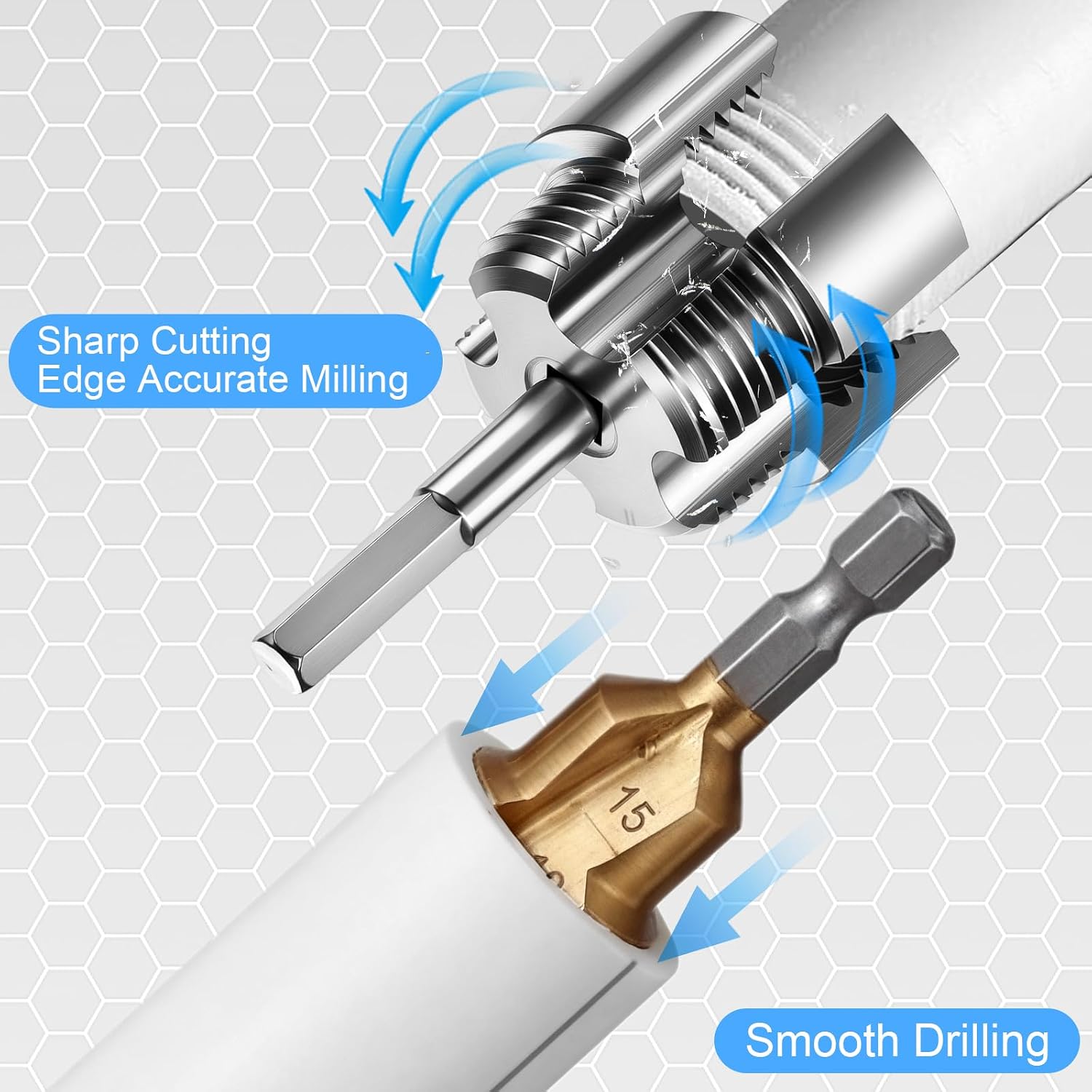 3 Set Pipe Reaming Tool for PVC Threader Kit, 1/2“,3/4”,1”