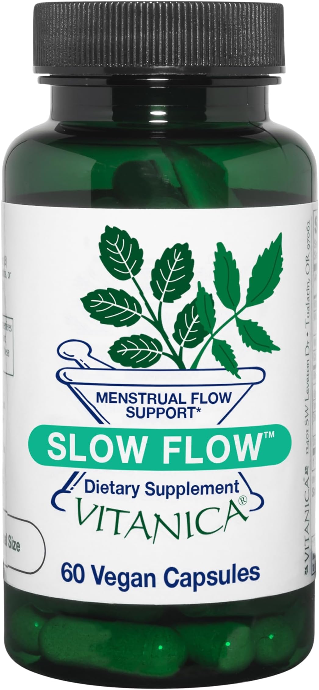 Slow Flow - Normal Menstrual Flow Support for Women - Herbal Supplements with Vitamin C, Ginger Root & Bioflavonoids - Professional Line - 60 Vegan Caps