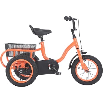 12 Inch 3 Wheels Tricycle Children Children's Bicycles for Boys / Girls Single Speed Tricycle Bicycle 3 Wheels Bicycle Bike Suitable for Children Aged 2-5 Years Gift for Orange