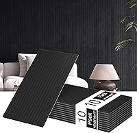 10-Pack Self-Adhesive Acoustic Panels 48x24x0.47in High-Density Polyester Sound Absorbing Wall Panels for Studio, Home, Office - Black