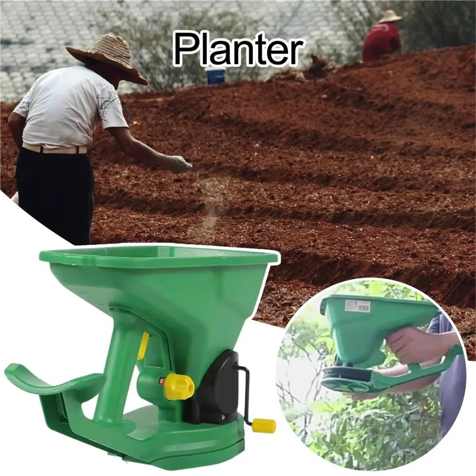 semoir Manuel Épandeur de Jardin Portable, jardinière portative pour Jardin et Ferme avec capacité de 1,5 l, 5 Vitesses, économie d'énergie Fournitures de Jardin