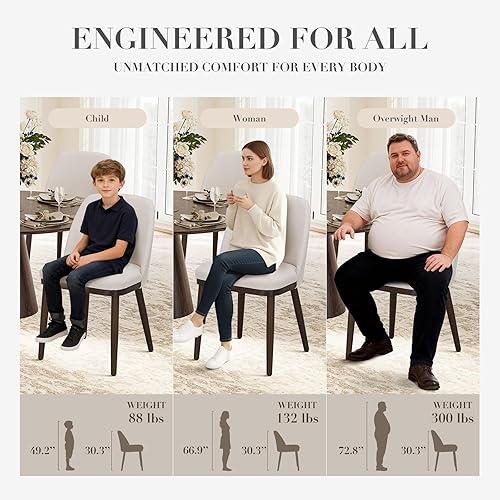 Miniatura 3 de COLAMY Juego de 4 sillas de comedor tapizadas, modernas sillas de cocina con respaldo, sillas laterales de tela con patas de madera para cocina,