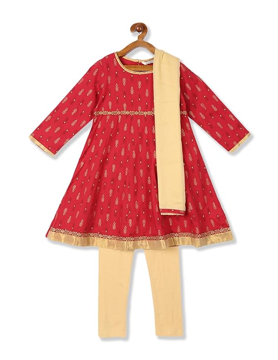 Girls' A Line Regular Fit Salwar Suit Set