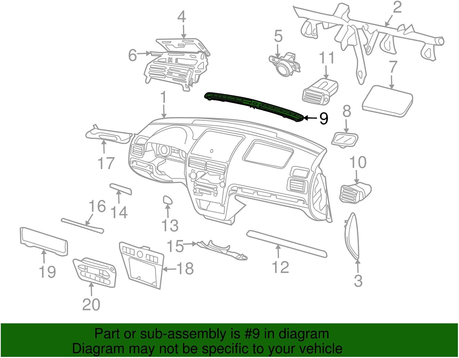 Genuine Defroster Grille AE5Z-54044E82-BA