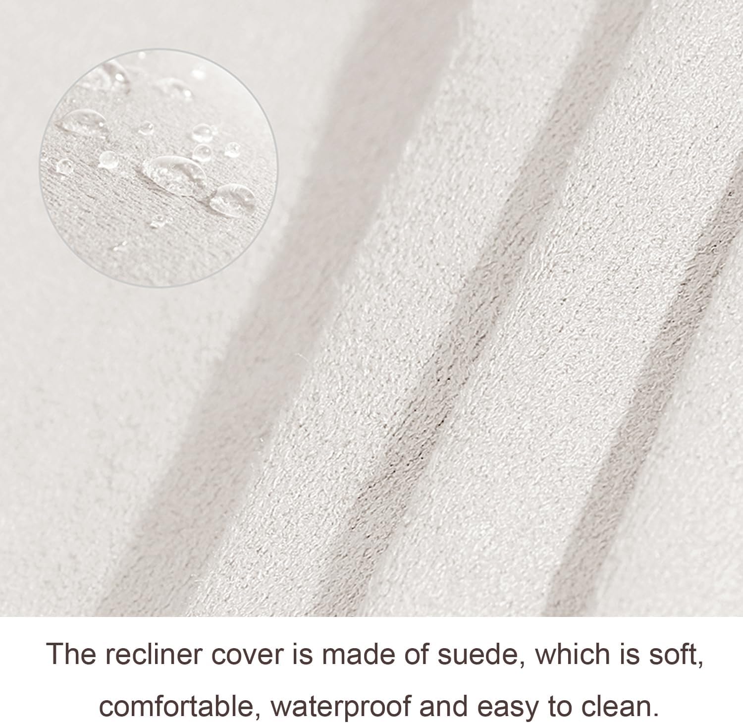 Recliner Sofa Covers 3 Seat with Center Console Waterproof Recliner Slipcovers 10-Piece Faux Suede Stretch Thick Couch Cover for Recliner 3 Seat,White