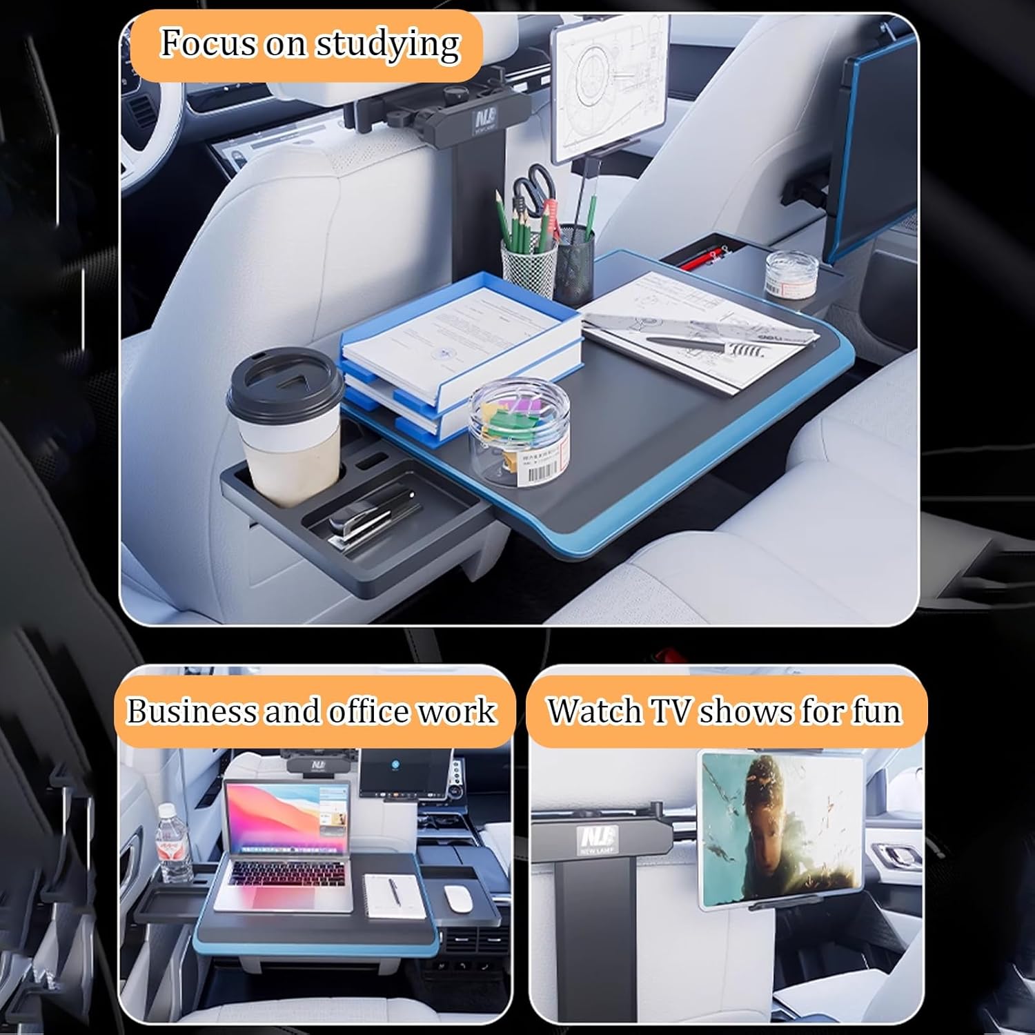 Foldable RV Table, Car Seat Tray Table, Car Backseat Tables, Multi-Functional Portable Foldable Cars Seat STables Travel Tray, For Working, Writing, Eating, Traveling