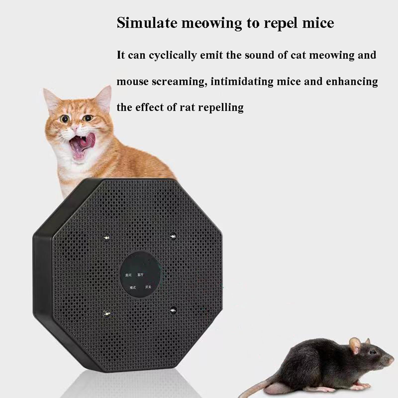 Répulsif de souris à ultrasons d'intérieur - Miaulement pour repousser les souris, 12 haut-parleurs, silencieux et respectueux de l'environnement