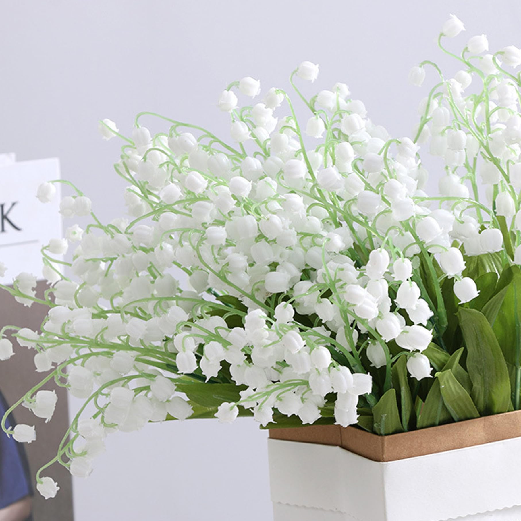 Comebachome Lily of The Valley Artificial Flowers, 10pcs 14inch Artificial Lily of the Valley Branches, Wind Chime Orchid Wedding Bouquet for Home Wedding Decorations