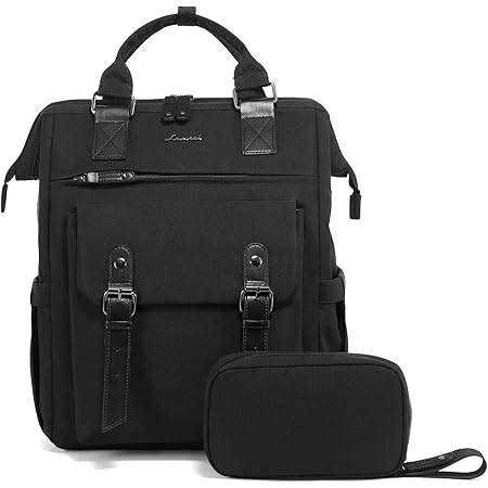 LOVEVOOK Sac a Dos Femme, Impermeable Sacs à dos pour Ordinateur Portable 15,6 Pouces Feminin avec Étui pour Câble de Données, Sac Ados PC Sac a Dos Ordi Elegant pour Voyage College Travail Noir