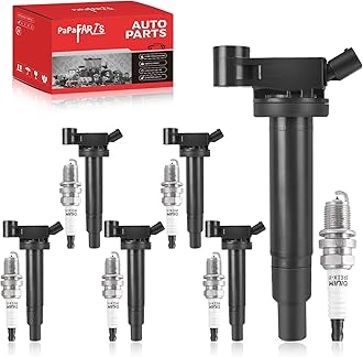 PAPAPARTS Set of 6 Ignition Coil Pack UF267 and Iridium Spark Plug Compatible with Lexus ES300 RX300 Toyota Camry Sienna Avalon Highlander 3.0L 3.3L V6