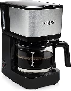 Princess – Macchina da caffè con filtro permanente e caraffa in vetro per 8 tazze