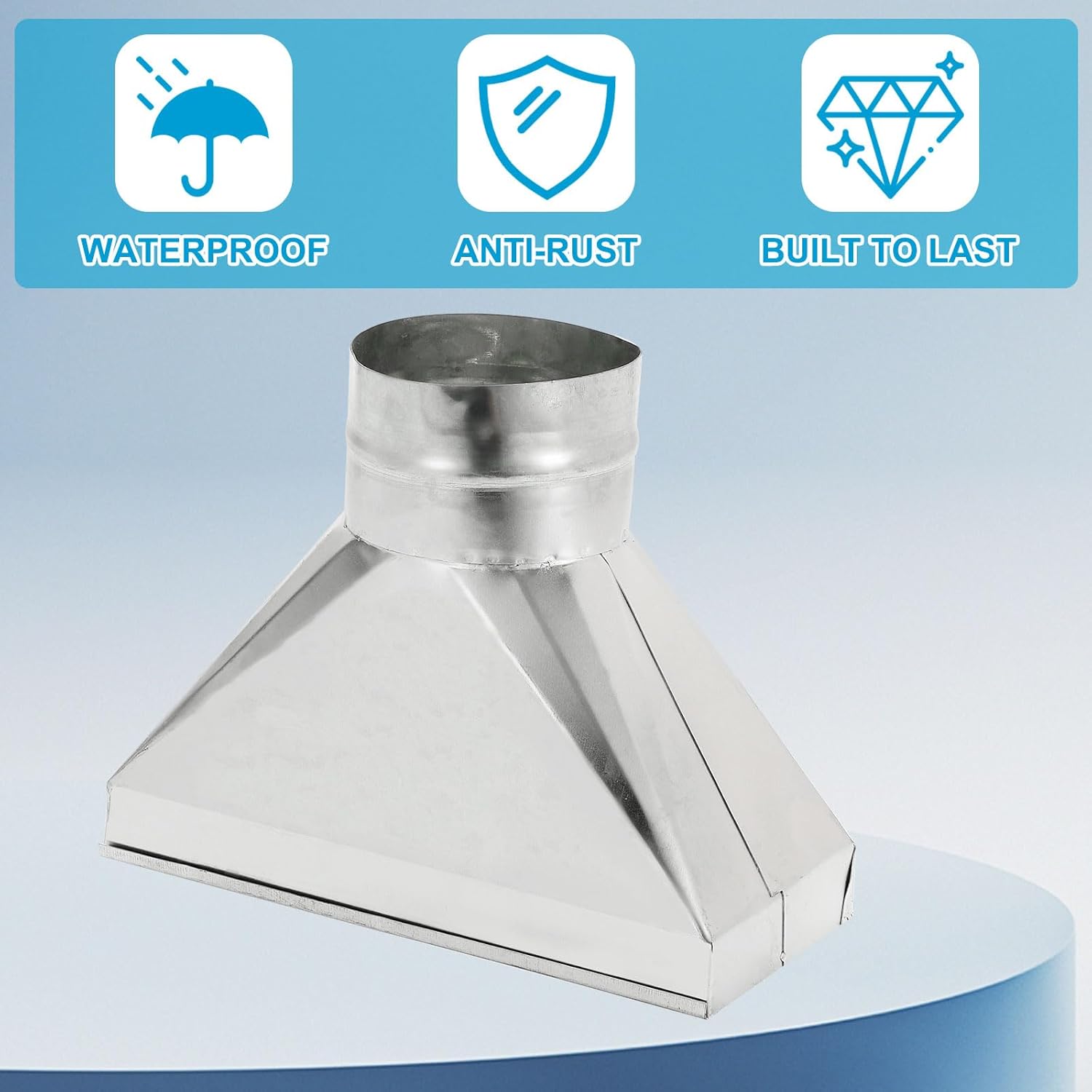 PATIKIL 10" x 4" x 4" Straight Register Boot, Galvanized Steel Transition Rectangular to 4" Round Duct Transition Fitting for Connecting Floor Register Grille HVAC Duct Fittings