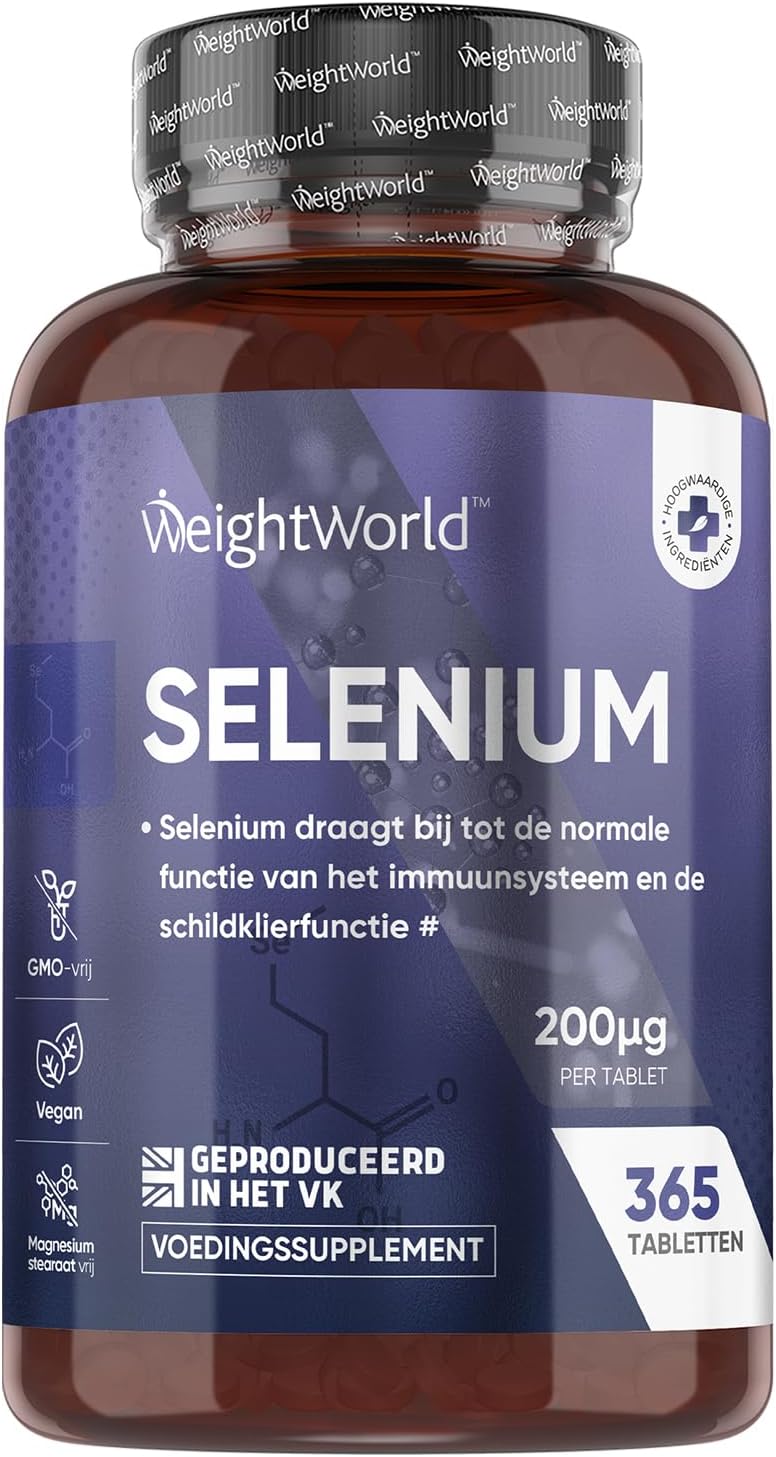 Selenium tabletten – 200 mcg – 365 tabletten voor 1 jaar voorraad – Vegan seleen support supplement – Ondersteunt het immuunsysteem – Geproduceerd in het Verenigd Koninkrijk – van WeightWorld