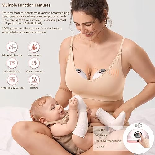 Miniatura 2 de Extractor de leche eléctrico, manos libres, portátiles, bombas de lactancia materna inalámbricas, de grado hospitalario, silencioso, antifugas, con