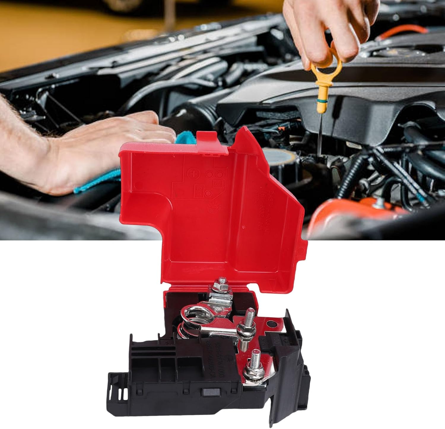 Battery Terminal Circuit Breaker, Positive Battery Cable Terminal End Circuit Breaker Made of ABS PC Cr Plated Copper, with M6 Nut for Easy Installation