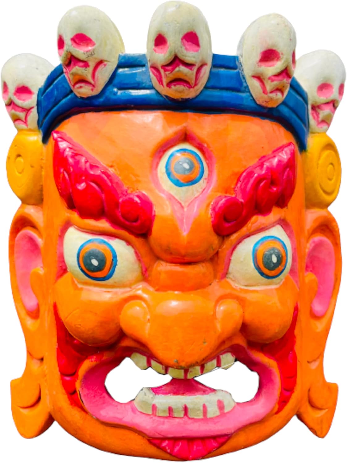 Himalayan Craft Bhairab Wooden Wall Sculpture Deco Mask Hand Crafted God Shiva Mahakala Kaal Bhairab Buddhism Mask for Wall Hanging Mahakal Bhairab Mask Handmade in Nepal