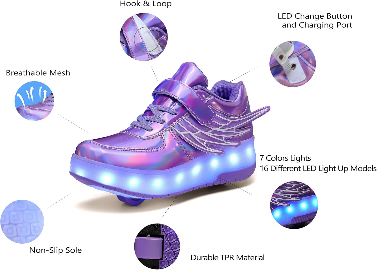 Roller Skate Shoes for Kids Boys Girls LED Roller Sneakers Light Up Fashion Flashing Wheels Shoes Rechargeable