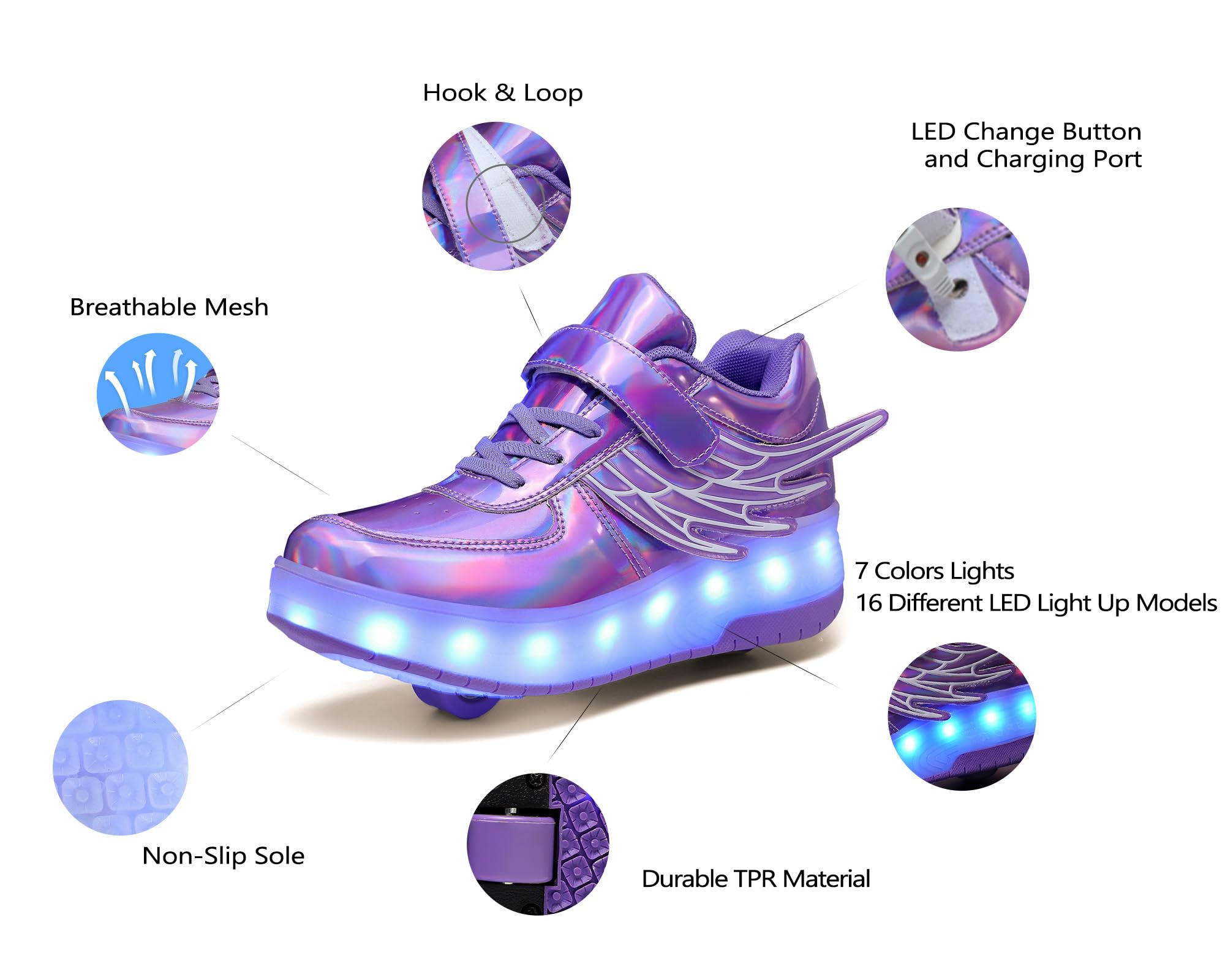 Roller Skate Shoes for Kids Boys Girls LED Roller Sneakers Light Up Fashion Flashing Wheels Shoes Rechargeable