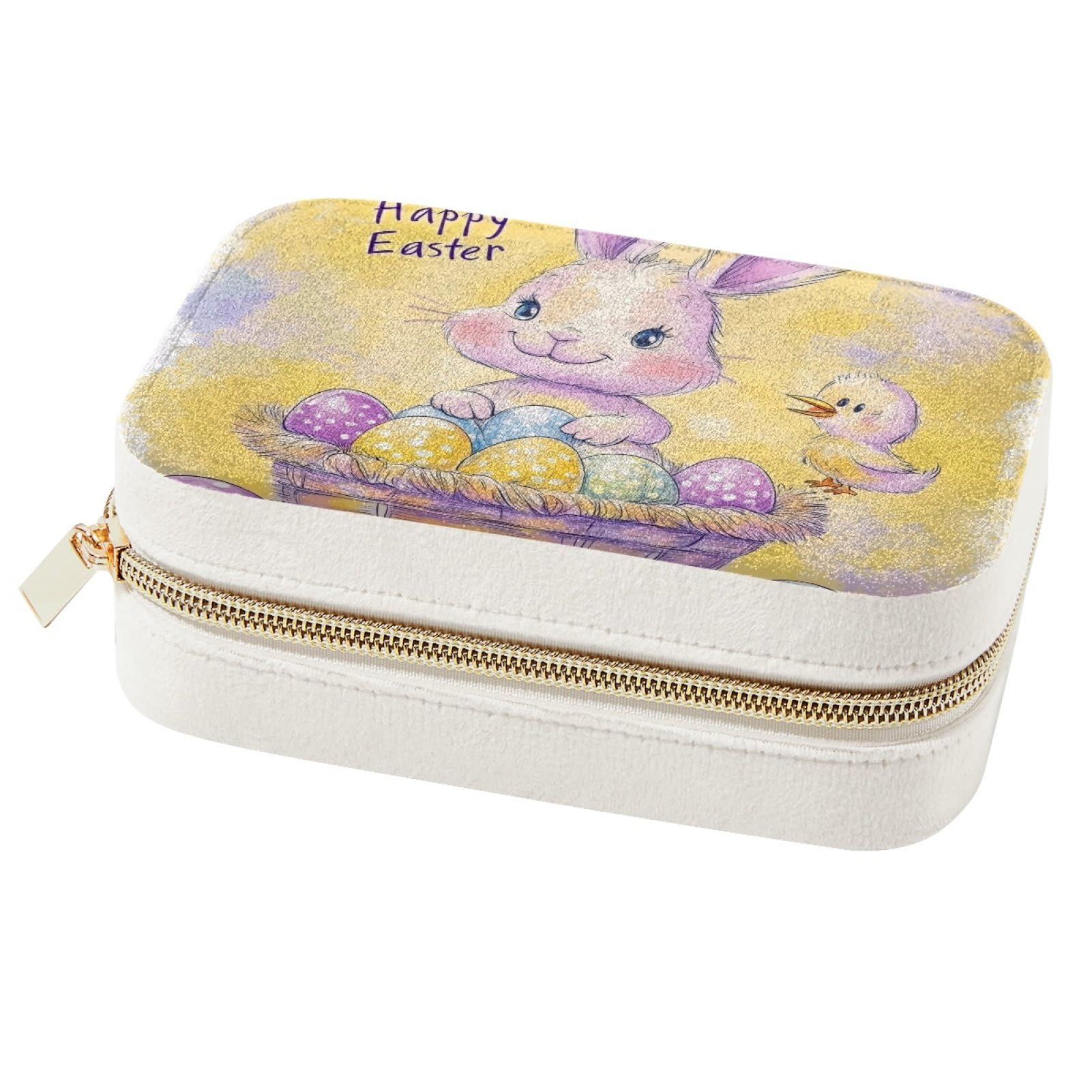 Boîte à bijoux portable en forme d'œufs de lapin pour le rangement sécurisé des colliers