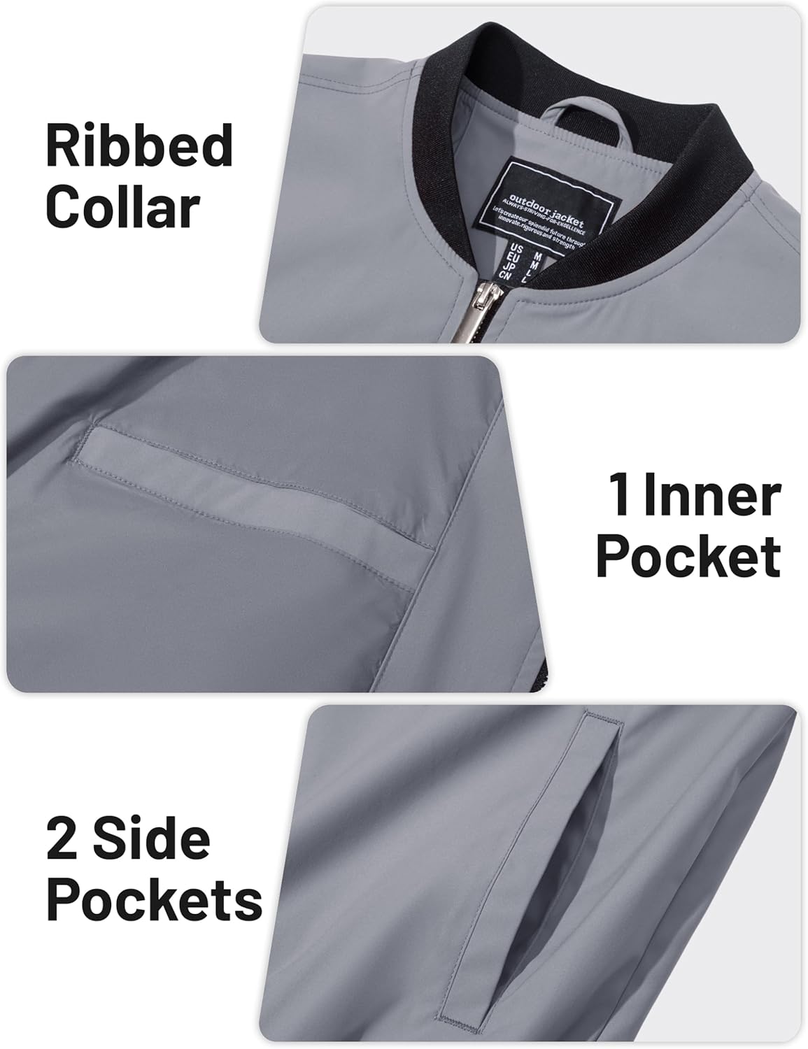 TACVASEN Men's Lightweight Jacket Spring Bomber Fall Windbreaker Casual Stylish Coats with Pockets - Image 6