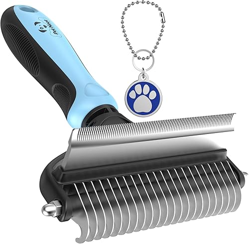 Cepillo para perros y gatos – Herramienta de aseo para mascotas de 2 lados para deshedding, esteras y enredos, eliminación de enredos, no más