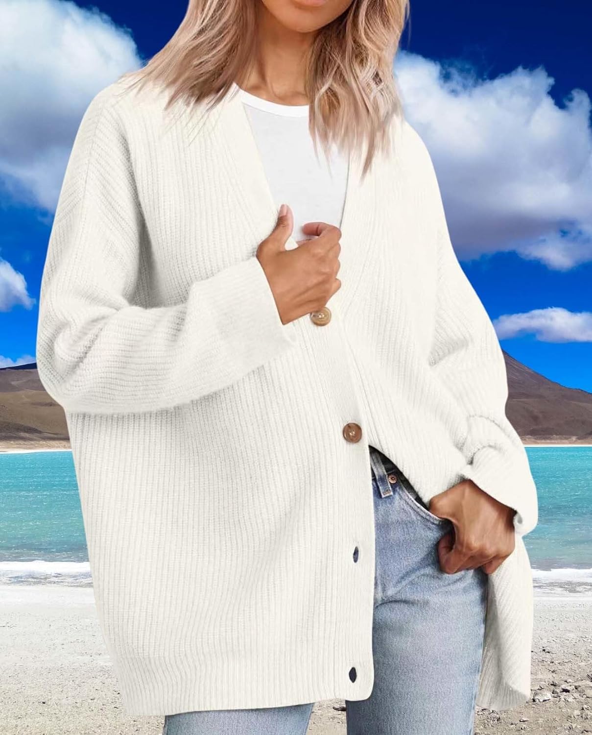 Womens Fall Fashion Oversized Lightweight Warm Knit Jacket Elevate Your Fashion Taste Work And Casual Wear - Image 4