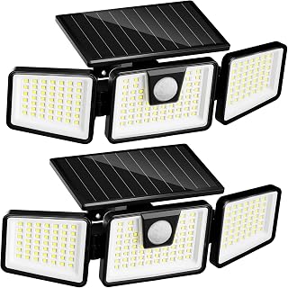 INCX 3000LM Solar Motion Sensor Lights Outdoor, 156 LED 3-Head Waterproof Security Floodlights for Patio Garage Yard, 2 Pack Black