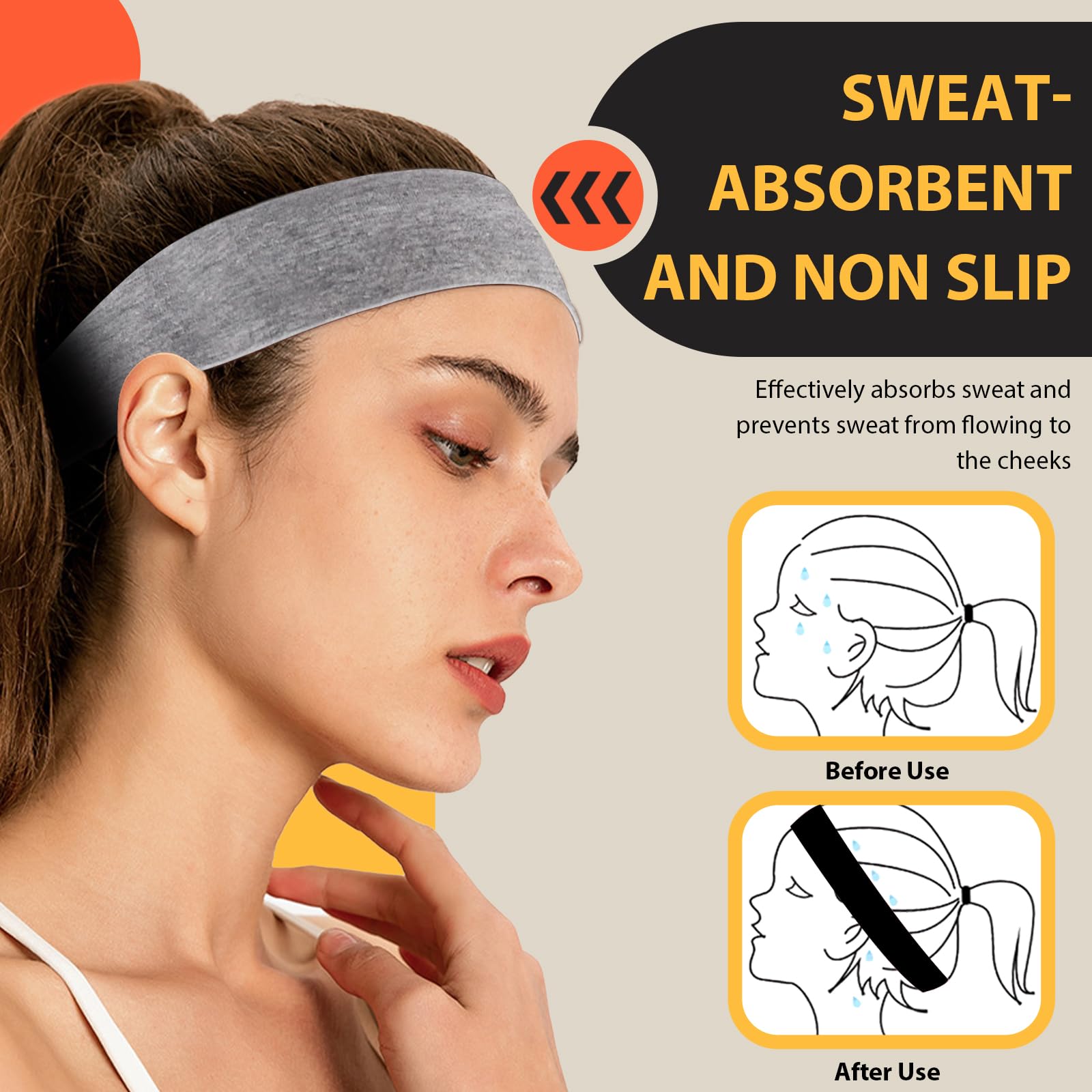 Fascia da corsa assorbente per sudore, antiscivolo, anti-traspirante, fascia per yoga - Cina Fascia sportiva e fascia antraspirante prezzo
