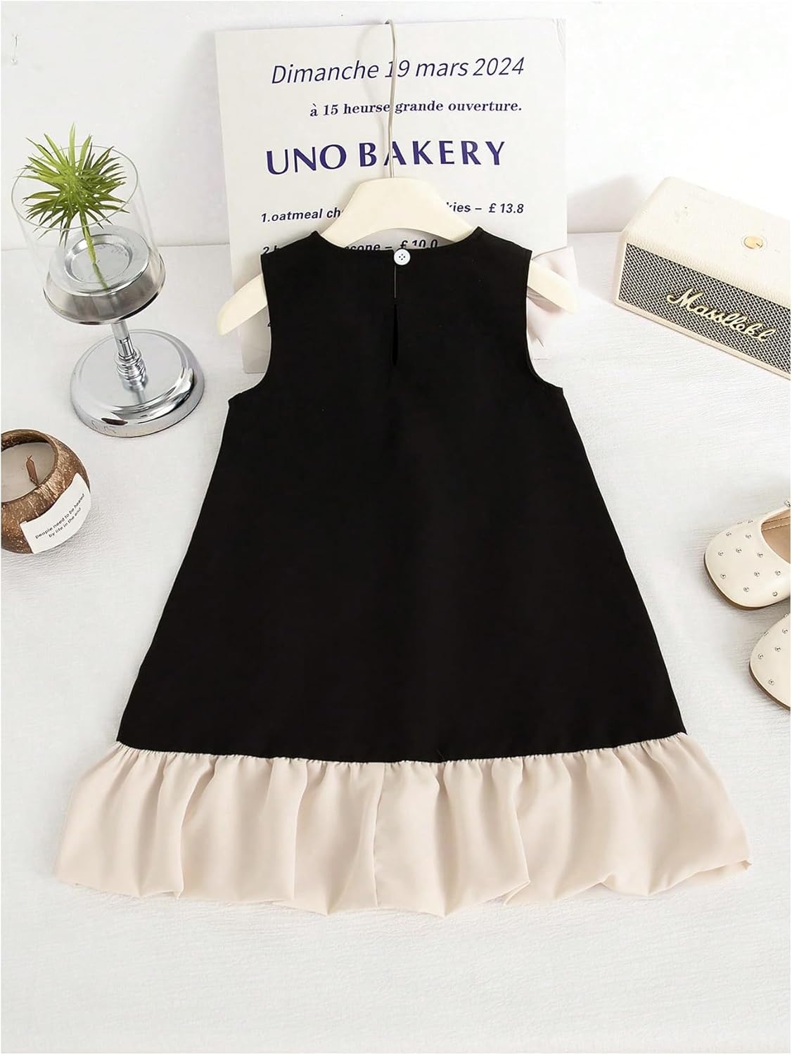 GORGLITTER Girl's Bow Pearl Easter Dresses Summer Cute Graduation Princess Ruffle Sleeveless Party Skater Short Dress